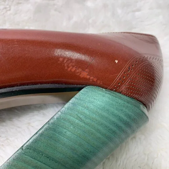 Fendi Women's Brown Leather Platform Pumps Heels Size 38 1/2 - Picture 8 of 15